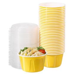 美丽雅 一次性食品级餐盒 圆形带盖 500ml*30套