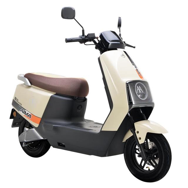 爱玛 电动摩托车辉腾72V21.8Ah大功率蓝牙智能App电动车续航110km 茶白/黑