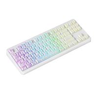 腹灵NX87三模无线蓝牙有线机械键盘全键热插拔无冲电竞游戏RGB办公女生男生 白色等高线正刻+冰境轴+10000毫安 无线_蓝牙+TypeC+2.4G 87键