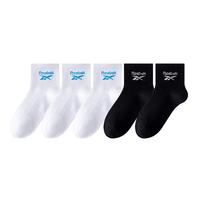 锐步（Reebok）四季男女款运动袜中筒袜透气吸汗防臭休闲运动棉袜 5双装【2黑色+3白色】 均码 （40-46码）男生
