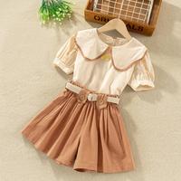 小猪响当当 XZXDD 女童夏季套装中大儿童小女孩衬衫短裤二件套装可爱舒适