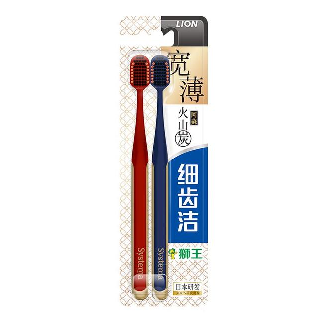 狮王 细齿洁宽薄火山炭牙刷 2支装
