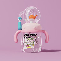 可萌贝比 como bebe 儿童水杯鲸鱼喷水杯宝宝吸管杯幼儿园家用直饮婴儿喝水趣味饮水杯