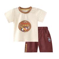 哈咪奇 夏季男童套装短袖T恤短裤海滨意趣两件套儿童套装休闲百搭幼中童