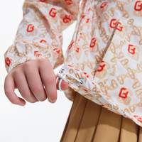 波司登（BOSIDENG）夏季经典老花女童短款透气连帽冰丝防晒衣外套 心型链状粉咖老花满印9S49 150 /72