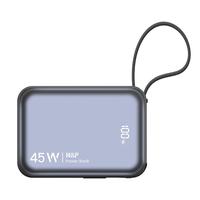 W&P【新国标3C认证可上飞机】45W充电宝20000毫安自带线快充迷你小巧便携移动电源适用苹果华为小米wp 黑蓝 升级款丨45W快充 小巧便携