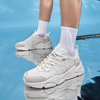 KAPPA卡帕男鞋厚底运动老爹鞋子男2025夏季百搭休闲鞋透气软底跑鞋 冬日白/麦芽米粽 40