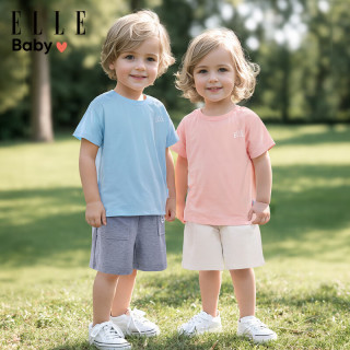 ELLE BABY 男女儿童T恤纯色棉透气薄款短袖上衣