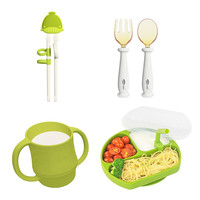 酷易 coolyep 宝宝辅食碗儿童餐具套装全套工具叉勺训练筷斜口杯婴儿PPSU吸管杯