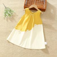 小猪响当当 XZXDD 夏季女童无袖棉布裙中大童拼接洋气背心连衣裙女孩子甜美休闲小花