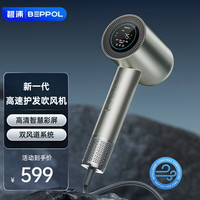 碧浦 BEPPOL 吹风机家用电吹风筒高浓度负离子大功率高速吹风机大风力速干低噪音孕妇儿童护发风筒 月银色