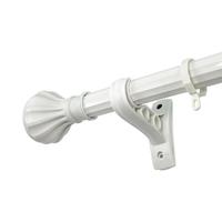 三色鱼罗马杆加厚窗帘杆子静音轨道单双杆支架配件打孔客厅卧室窗帘杆 锌合金/单杆+蛮腰头（白） 含头总长 1.8米(整根)