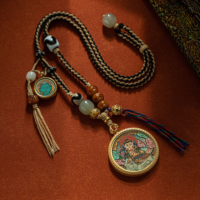 大善堂 生肖本命年手绘唐卡吊坠 转运款龙蛇-普贤尊者 D4759