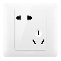 德力西（DELIXI）开关插座面板 CD815家和系列优雅白色暗装墙壁86型开关插座一开 斜五孔插座