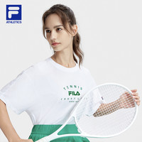 FILA 斐乐女士短袖T恤宽松简约圆领网球运动上衣 175/92A/XL