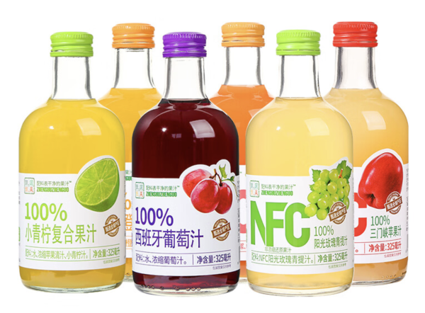 今日必买:汇多滋 甄蔬甄果100%NFC果汁 6种口味 玻璃瓶 325ml*6瓶