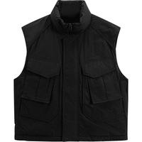 冬季GXG男装简约机车风黑色休闲挺阔立领羽绒马甲外套男