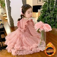 安娜与艾伦 IKKI 女童连衣裙2024秋冬儿童洋气公主宝宝蓬蓬裙小女孩加绒裙子潮