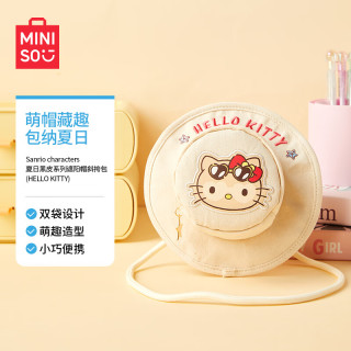 MINISO 名创优品 三丽鸥夏日黑皮系列 斜挎包 帆布包 单肩包 沙滩袋 HelloKitty遮阳帽