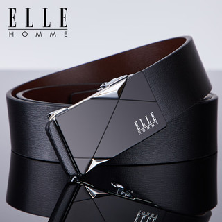 ELLE HOMME法国品牌男士皮带男腰带真皮无牙自动扣老公 专柜礼盒/902042银色/无牙自动扣 110cm （适用于130-150斤）