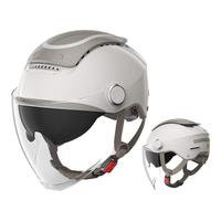 两只小蜜蜂天窗电动车头盔男女士3C认证夏季0感透气防晒四季通用电瓶车摩托车半盔内外双镜帽 卡其色【高清长镜】A类3C 均码【头围54-62cm】