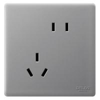 德力西开关插座面板CD260简逸银河灰无框大板86型家用墙壁电源插座 斜五孔插座