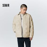 轻松羽绒|森马羽绒服男冬季设计感衬衫式印花外套轻薄款宽松百搭