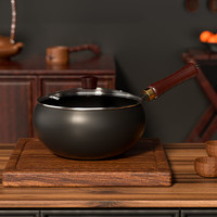 康佳(KONKA)章丘同款大肚锅不粘锅家用无涂层老式精铁锅电磁炉煤气灶通用平底 窒化气氮升级款玻璃盖 24cm