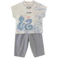 男童套装夏季短袖薄款国风儿童汉服新中式婴幼儿夏装龙蛇宝宝衣服