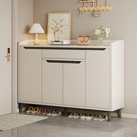 锦需入户鞋柜家用门口进门玄关柜收纳柜一体靠墙2025高档鞋架 三门一抽 暖白+黑100x34x102cm