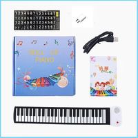 CISCO 手卷钢琴49键折叠彩色儿童钢琴携卷钢琴可充电功能带喇叭乐器益智 49键 黑白款-充电+礼包