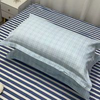 星寇简约刺绣裸睡亲肤全棉枕套枕头套全棉枕芯套简约单双人枕皮枕芯套 粉格 1对2只装 74cm*48cm