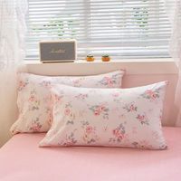 星寇简约刺绣裸睡亲肤全棉枕套枕头套全棉枕芯套简约单双人枕皮枕芯套 玫瑰故事 1对2只装 74cm*48cm