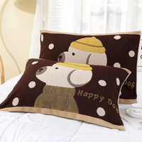 星寇北欧卡通印花水洗棉枕套一对装家用可拆洗宿舍枕头套 Hello Dog 74cm*48cm 1对2只装