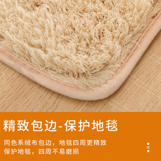布迪思高端羊羔绒客厅卧室地毯轻奢纯色家用沙发茶几加厚防滑毛绒床边毯 羊羔绒-浅驼色 180*250CM