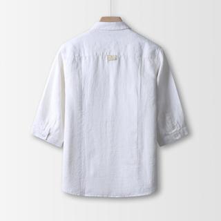 夏季【100%亚麻】彩麻风特色男式衬衫男五分袖短袖休闲舒适