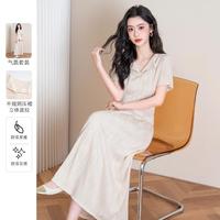 不规则压褶立体波纹修身纯色短袖T恤配半身长裙时尚气质休闲套装