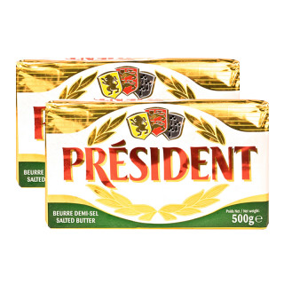 PRÉSIDENT 咸味黄油500g*2盒 发酵黄油