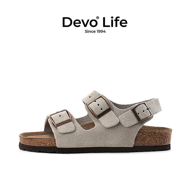 的沃 Devo Life 反绒牛皮软木凉鞋 男女同款