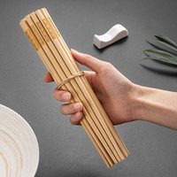 千年恋木天然高档竹楠筷子家用防滑防霉抗菌耐高温加长火锅油炸筷子 【5双】无刻字24cm