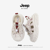 JEEP KIDS夏季户外防滑软底镂空休闲鞋男女童舒适溯溪鞋百搭运动框子鞋 米酒红 32