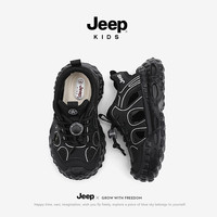 JEEP KIDS夏季户外防滑软底镂空休闲鞋男女童舒适溯溪鞋百搭运动框子鞋 黑色 27