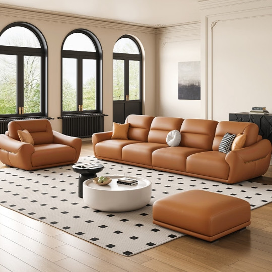 移动端、京东百亿补贴：布雷尔 BLE-汉堡 真皮沙发 2.8m多人位