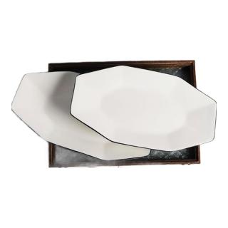肃匠陶瓷餐具简约时尚黑线餐具套装纯白釉下彩描边碗盘餐具陶瓷米饭碗