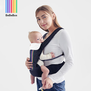bebebus【加送口水巾】款腰凳婴儿背带轻便四季轻享家抱式抱娃 3.1黑金+1条口水巾