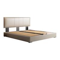 布雷尔超薄床头省空间真皮床现代简约小户型主卧可调节双人床储物床 1.8经典版【S级头层牛皮】 框架版-单床（默认高脚）