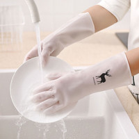 季萌 家务手套 薄防水洗碗手套 L号 3双装