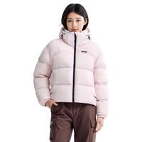 CAMEL骆驼企鹅短款羽绒服女粉色2025秋冬防风保暖连帽面包服外套 梦幻粉，女，M25CR07091 L