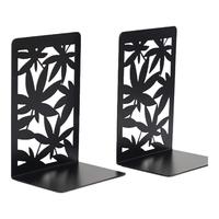天章 （TANGO）(17cm)L型创意镂空枫叶金属铁书立 简约桌面收纳置物架 书籍挡靠2片 办公学习用品 开学必备黑色 加厚L型