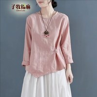 子牧棉麻 宽松显瘦 女士T恤